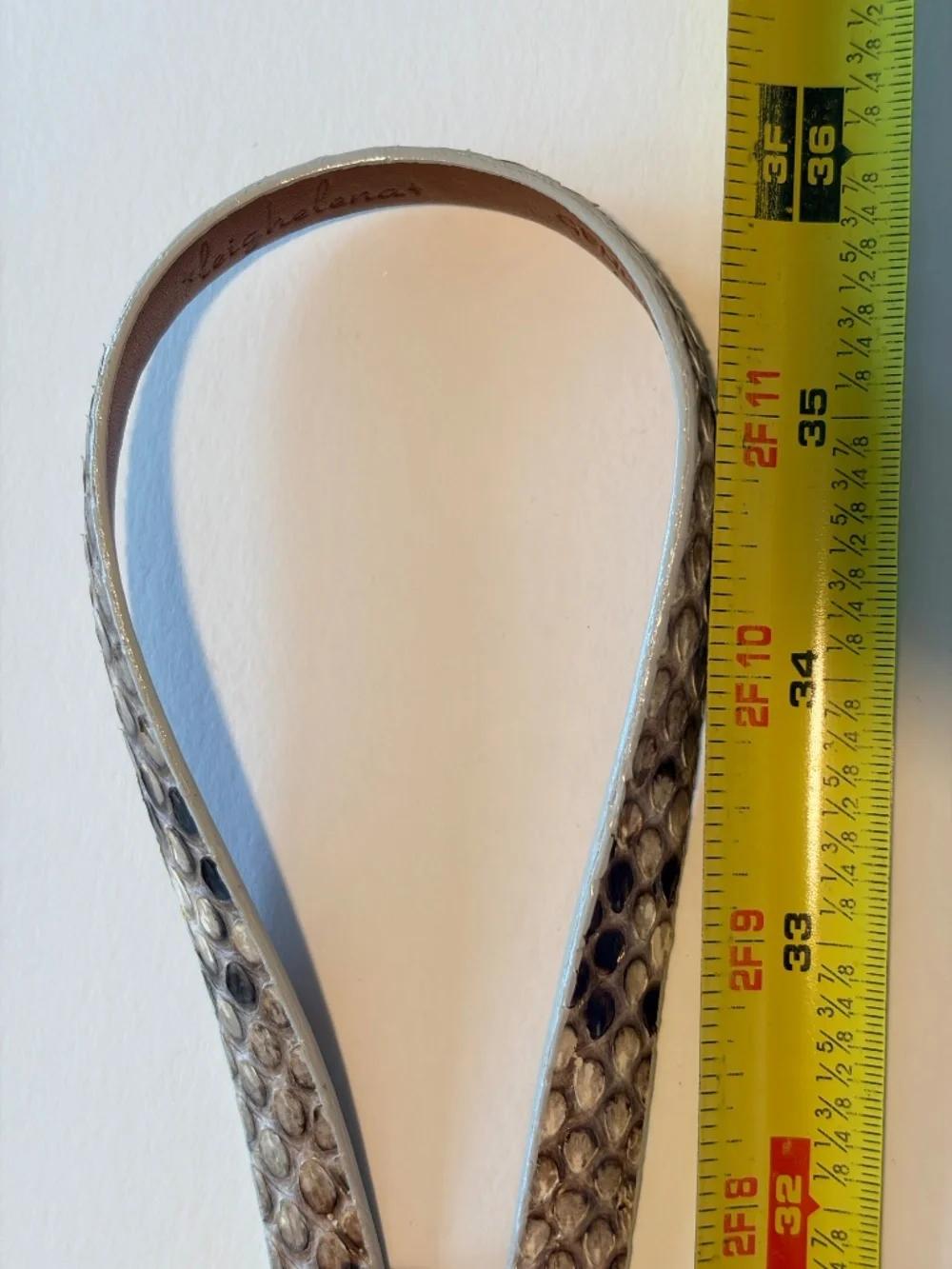 Leighelena Genuine Snakeskin Leather Belt Gray Python Print Wide Statement Belt
